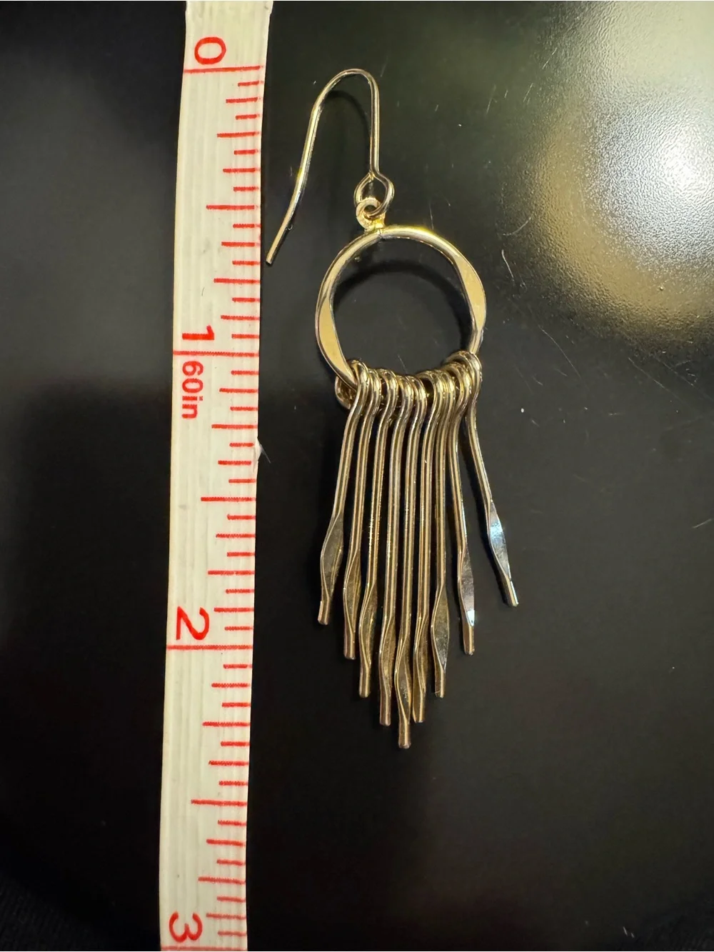 Vintage Gold Tone Fringe Hoop Dangle Earrings - 80s Kinetic Jewelry - Rad